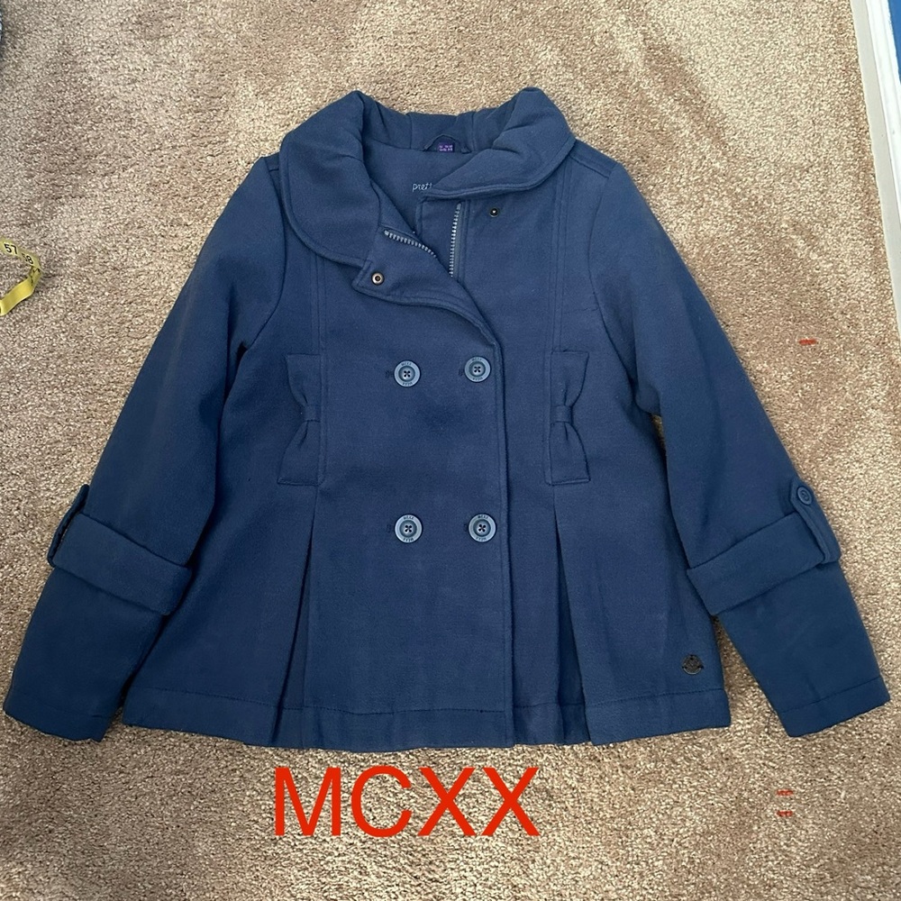 MEXX Classic Girl’s Lined Pea Coat w/ Pleats - Size XL: EU 134 : ~Age 9